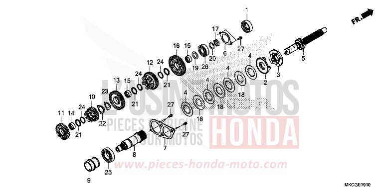 TRANSMISSION (MAINSHAFT) for Gold Wing CANDY ARDENT RED (R367) from 2020